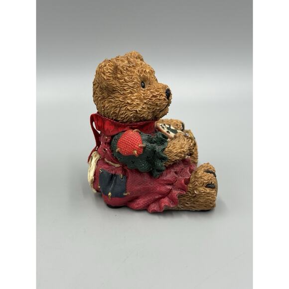 Heart Patch Place Christmas Bear Figurine Knitting Christmas Tree 1996 Vintage - Picture 2 of 9